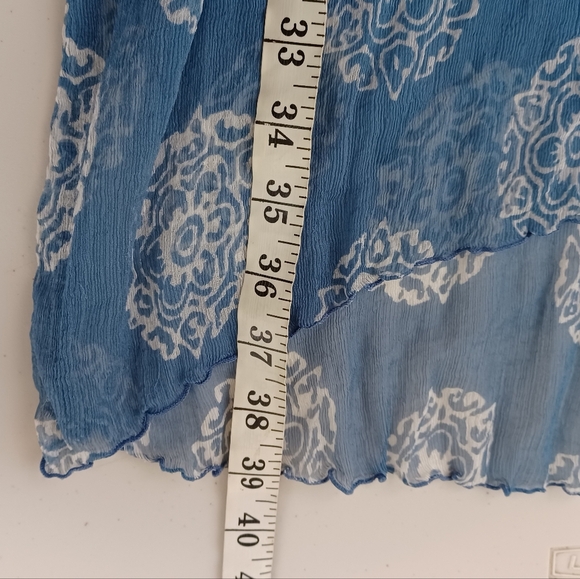 Sarah Stewart 100% Silk Sheer Artsy Printed Tunic Top - Picture 13 of 16